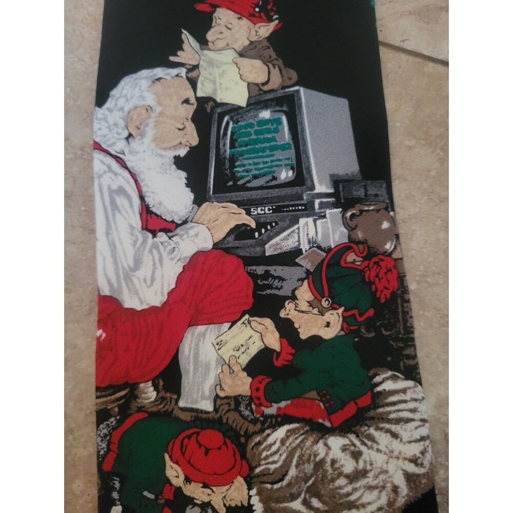 Christmas Saturday Evening Post Holiday Santa Computer Elves Tie